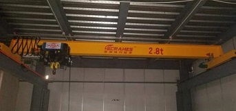 上?？乒C電訂購2.8t電動單梁起重機安裝完畢